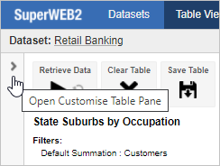 Expanding the Customise Table pane