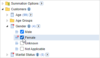 Selecting values by clicking the check boxes