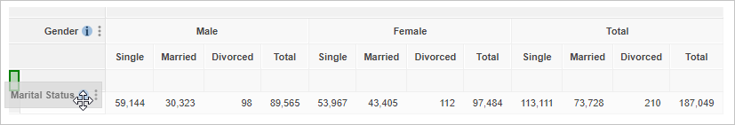 Dragging Marital Status onto the rows