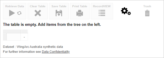 A blank table accompanied by confirmation that the table is empty