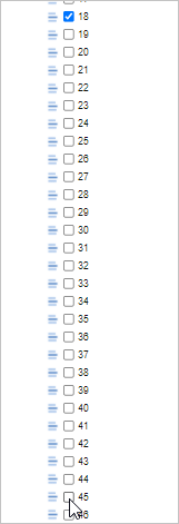 The Age field with the Item 18 selected and a mouse pointer hovering over the check box for the Item 45