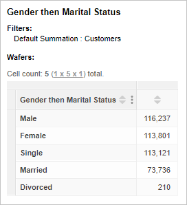 A table with Gender and Marital Status concatenated on the rows