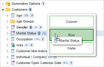 Dragging the Marital Status field from the Field List onto the Row drop zone