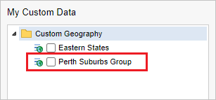 My Custom Data with the custom group renamed to Perth Suburbs Group