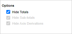 Options Hide Totals Hide Subtotals and Hide Axis Derivations