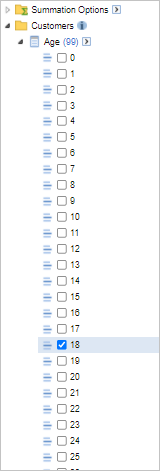 The Age field with the Item 18 selected