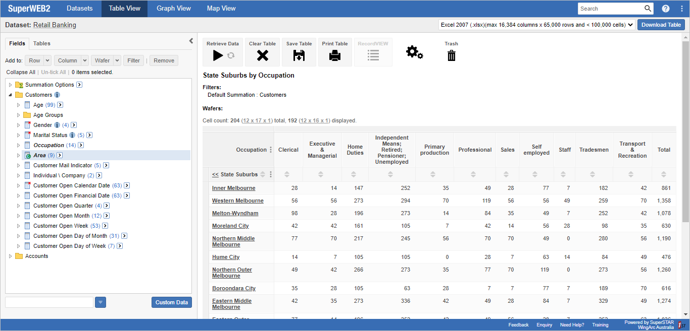 Table View with a pre-defined table