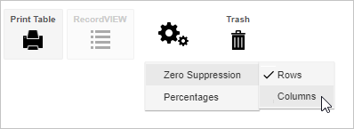 The settings menu with the mouse pointer hovering over the Zero Suppression option