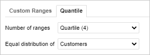 The Quantile tab with Quartile and an equal distribution of Customers selected