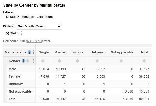 A table displaying results for New South Wales after Area was added as a wafer