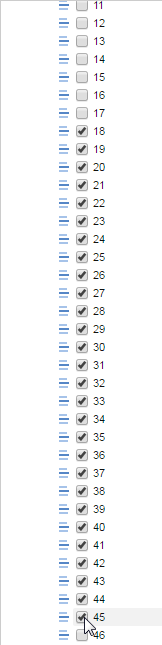 The Age field with all values from 18 to 45 selected