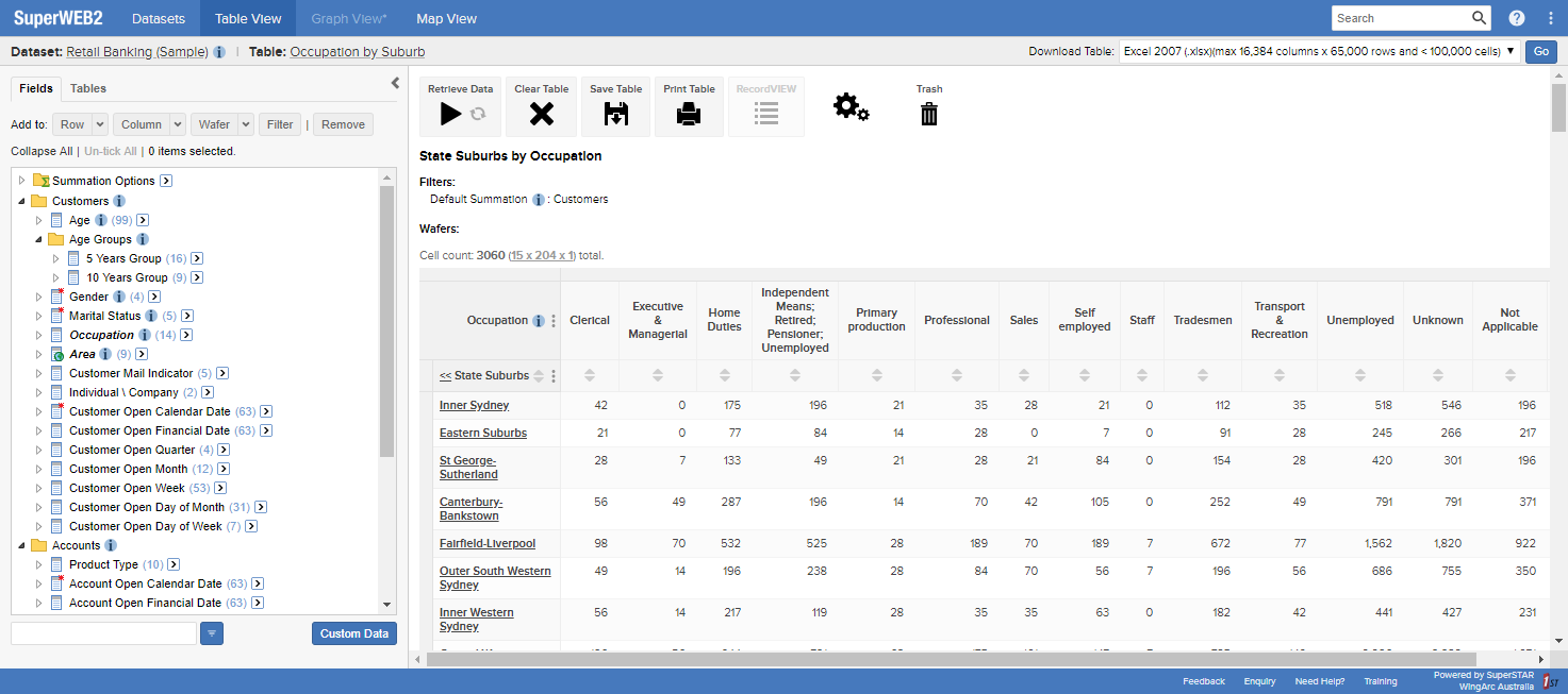 Table View with a pre-defined table