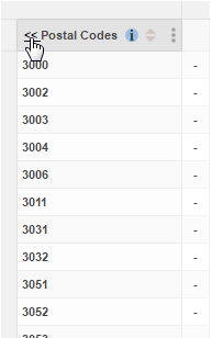 Clicking the back arrow in a table to navigate back up the levels of a hierarchical field