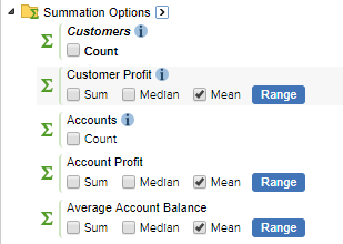 The list of summation options with all of the Means selected