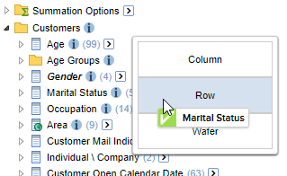 Dragging the Marital Status field from the Field List onto the Row drop zone