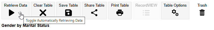 The main Table View buttons with the mouse pointer hovering over Automatically Retrieve Data