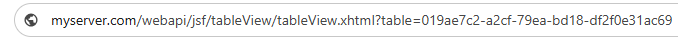 An example of the browser's address bar containing a URL to Table View with the table parameter