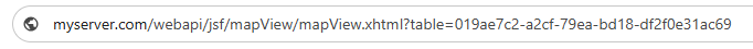 An example of the browser's address bar containing a URL to Map View with the table parameter