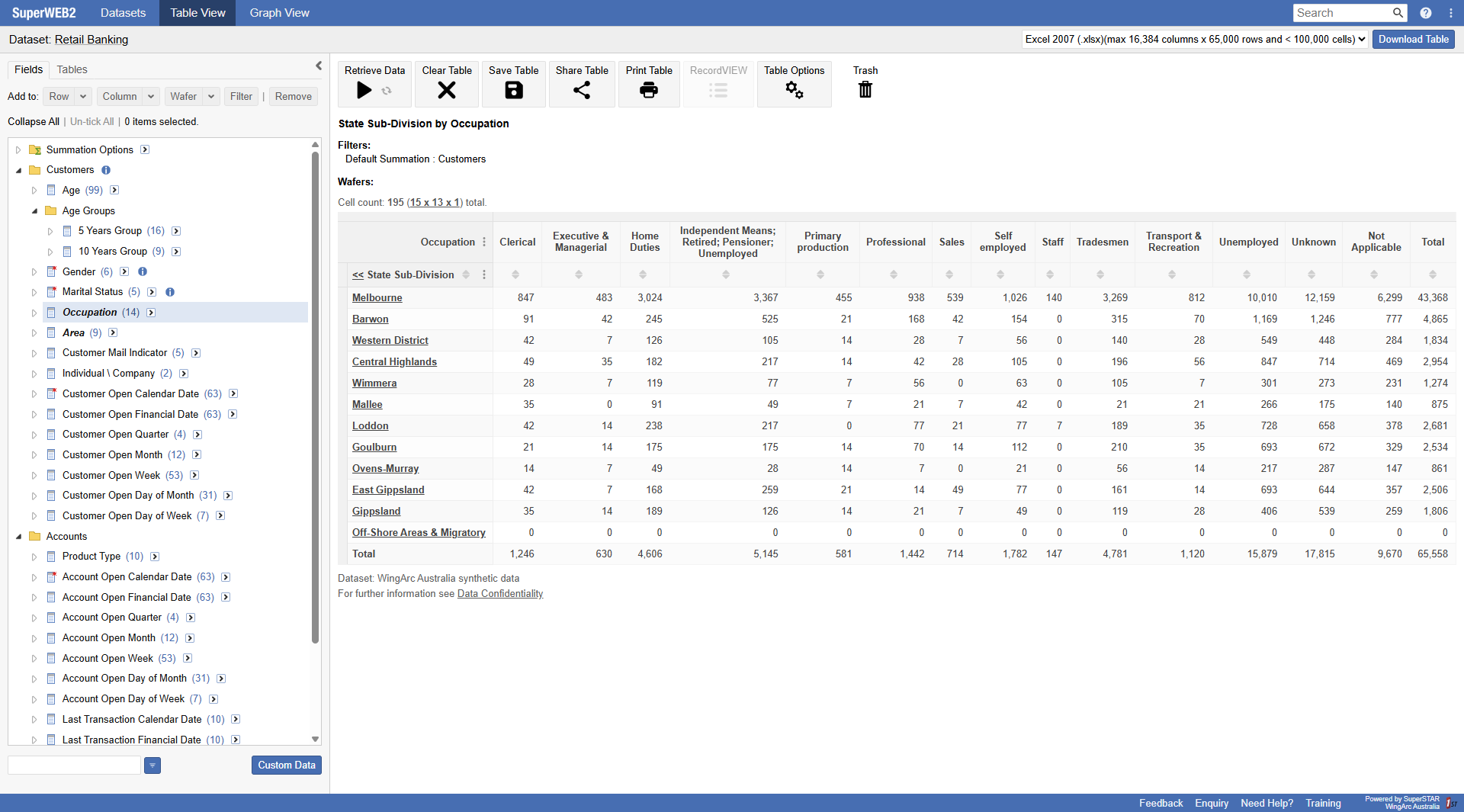 Table View with a pre-defined table
