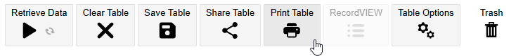 Mouse pointer clicking on the Print Table icon