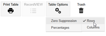 The settings menu with the mouse pointer hovering over the Zero Suppression option